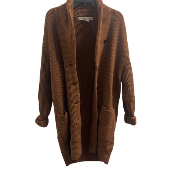 Cathy Hardwick 100% Wool Brown Cardigan Sweater SMALL - Picture 1 of 4